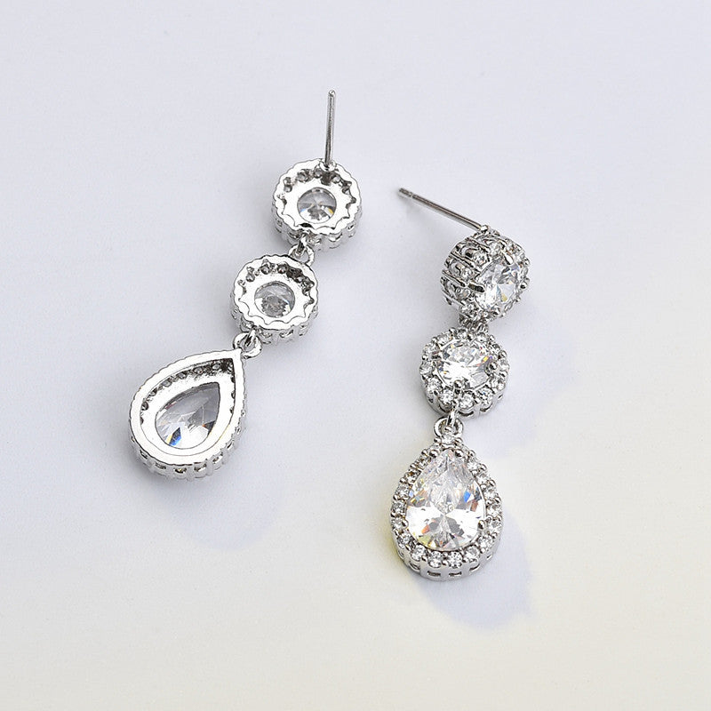 Dense Nail Inlaid Grade Zircon Quality Earrings