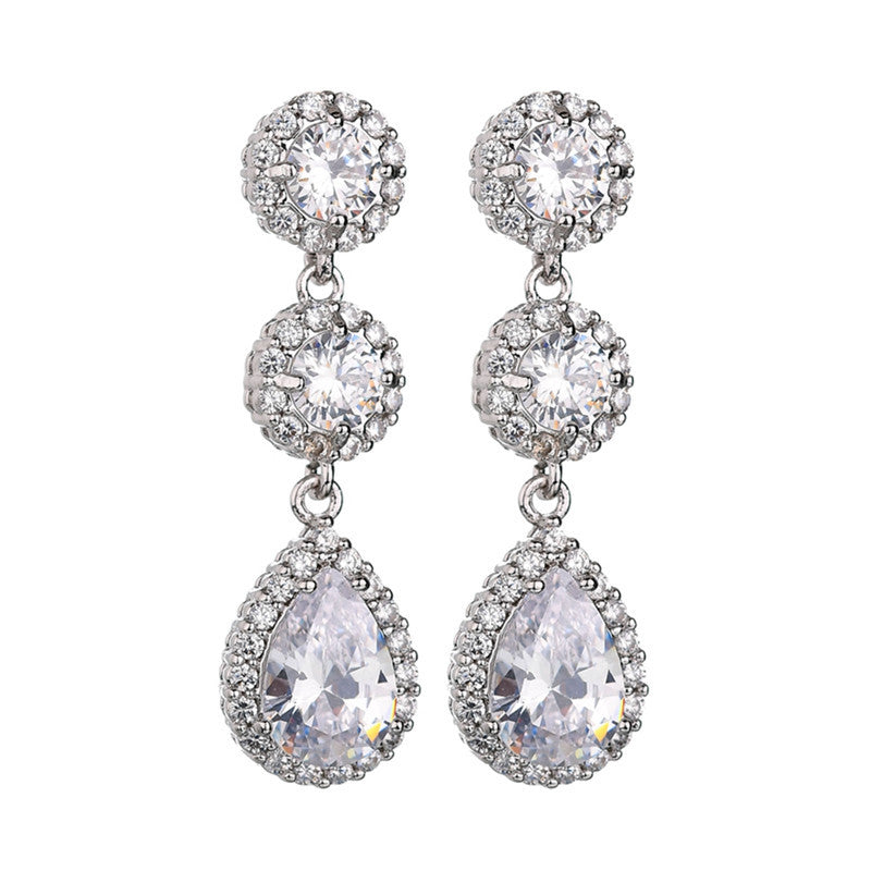 Dense Nail Inlaid Grade Zircon Quality Earrings