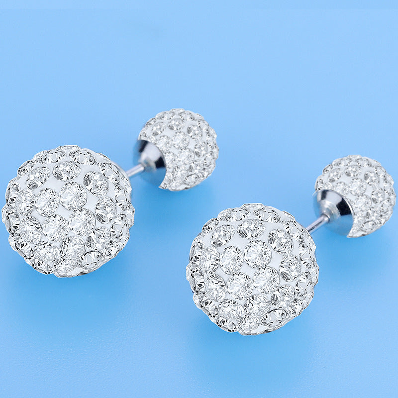 Boucles d'oreilles boules de diamant, grandes et petites, en strass