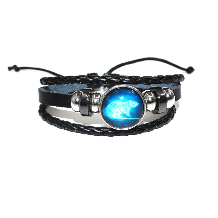 Cowhide Beaded Luminous Zodiac Time Stone Bracelets