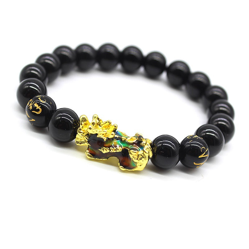 Damen- und Herrenarmbänder mit Obsidian- und Sprichwort-Buddha-Perlen