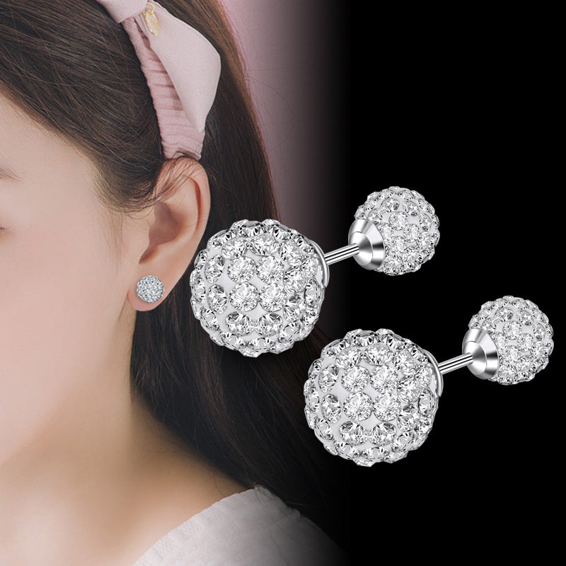 Boucles d'oreilles boules de diamant, grandes et petites, en strass