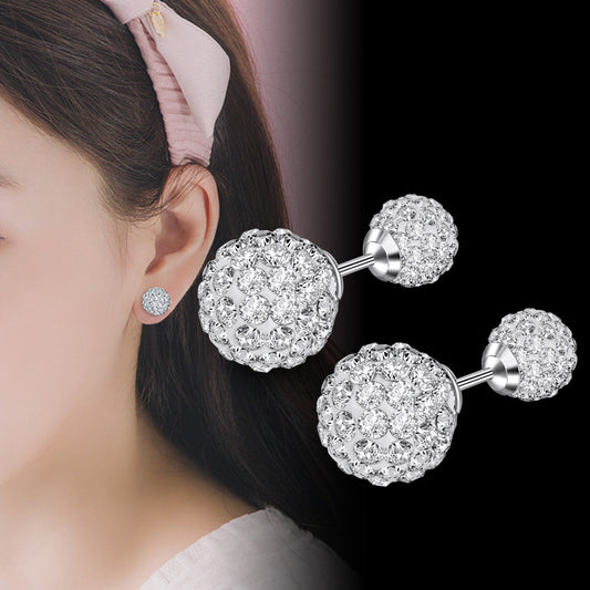 Rhinestone Big And Small Diamond Ball Earrings