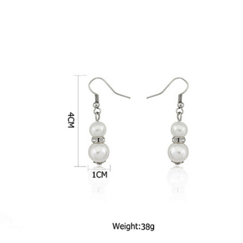 Classy Pearl Diamond Crystal Batch Three-piece Jewelry Set