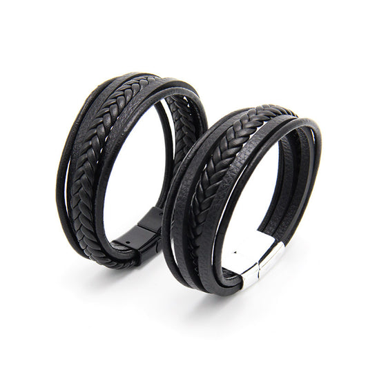 Men's Hand Weaving Jewelry Leather Rope Magnetic Bracelets