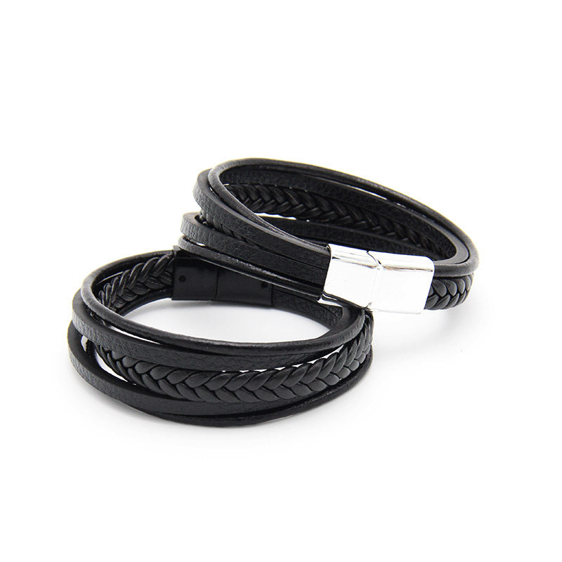 Men's Hand Weaving Jewelry Leather Rope Magnetic Bracelets