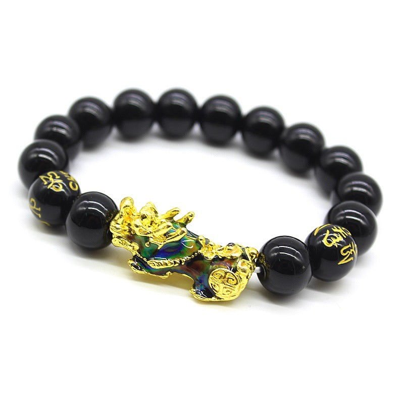 Bracelets en perles de bouddha pour femmes, hommes et obsidienne et proverbe