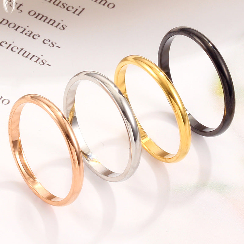 Women's Glossy Titanium Steel Rose Gold Plated Spherical Ring