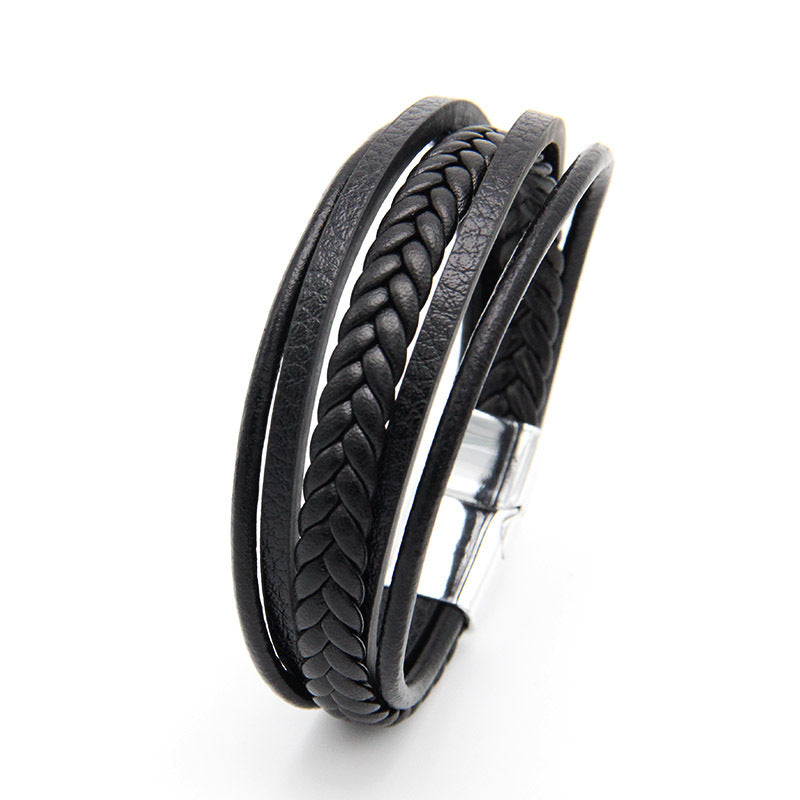 Men's Hand Weaving Jewelry Leather Rope Magnetic Bracelets