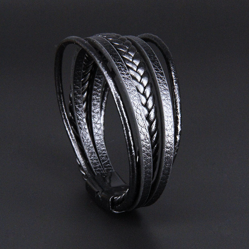 Men's Hand Weaving Jewelry Leather Rope Magnetic Bracelets