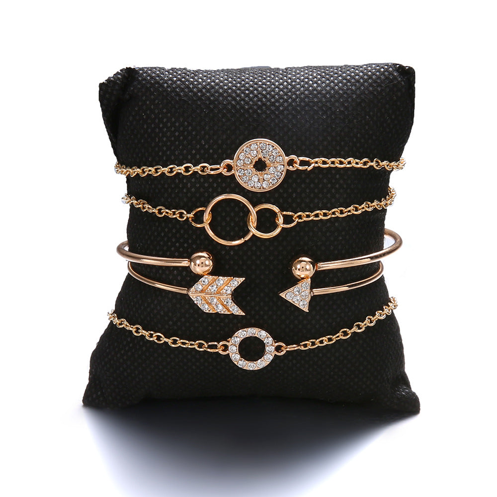 Damen Bohemian Set Pfeil Kristall rund für Vintage Damen Armbänder