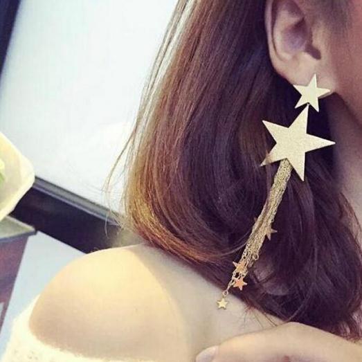 Ornament Graceful Personality Five-pointed Star Long Earrings