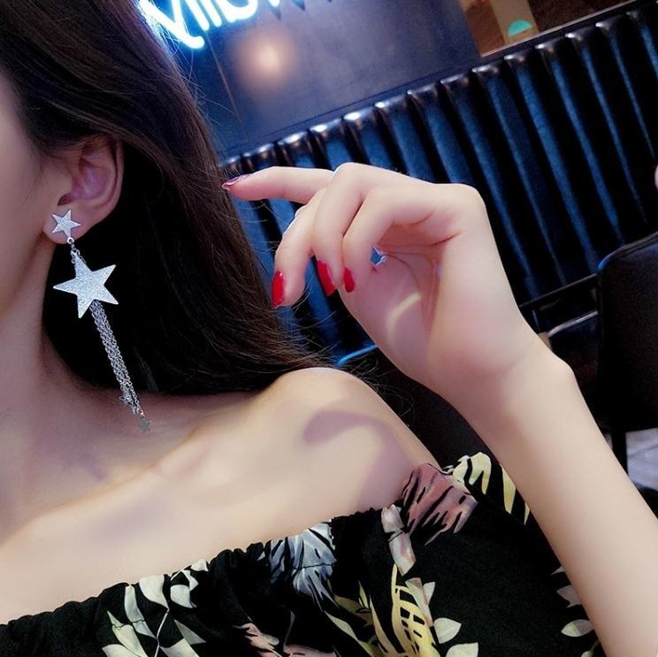 Ornament Graceful Personality Five-pointed Star Long Earrings