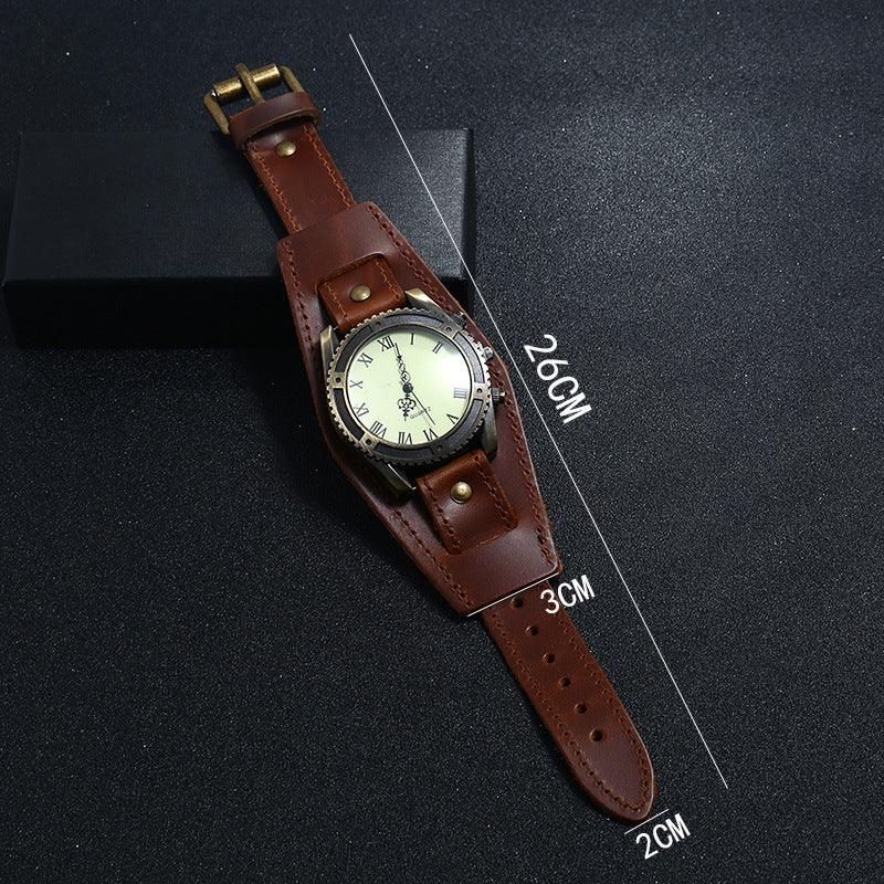 Montre Vintage en cuir de vache pour hommes, accessoires de personnalité, Bracelets authentiques