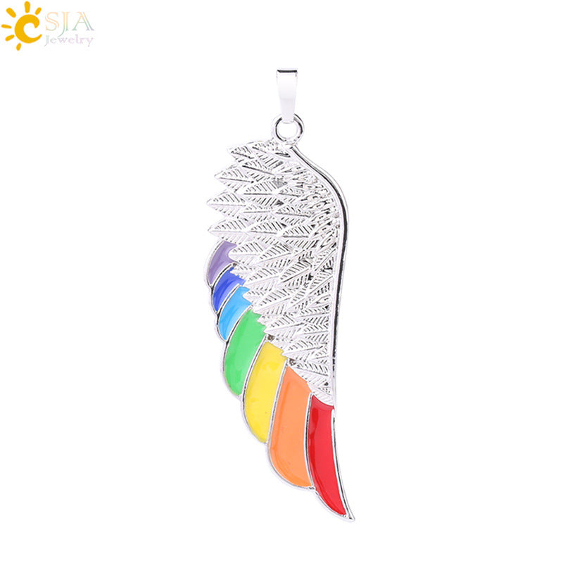 Women's & Men's Crafts Aluminum Alloy Wings Dripping Oil Rainbow Necklace