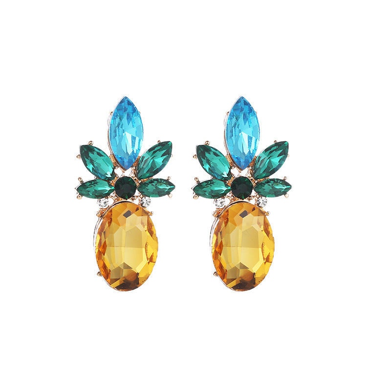 Creative Trendy Jewelry Rhinestone Crystal Pineapple Earrings