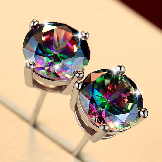 Women's & Men's & Rainbow Color Sier Plated Trendy And Earrings