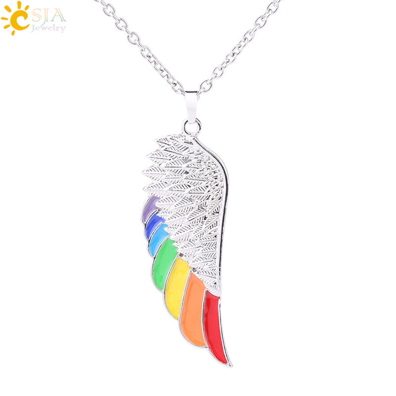 Women's & Men's Crafts Aluminum Alloy Wings Dripping Oil Rainbow Necklace