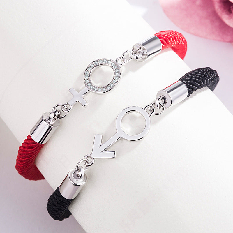 Creative Handmade Symbol Black Rope Red Hand Strap Bracelets