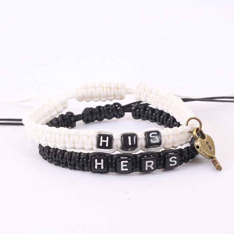 Lock Core Key Pendant Woven Lanyard Bracelets