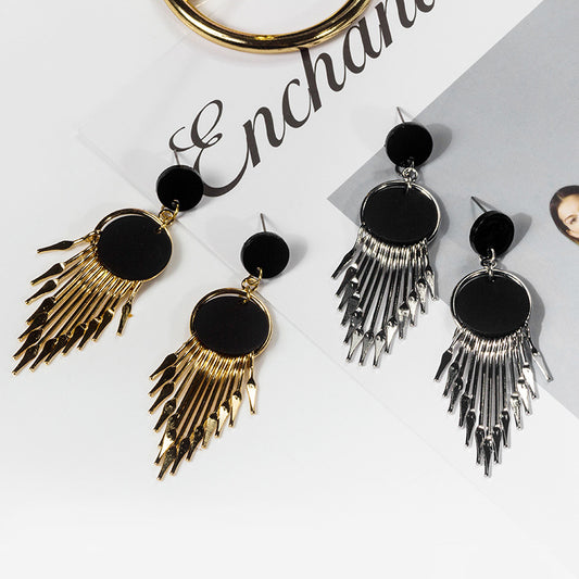 Exaggerated Punk Long Tassel Fashionable Thin Earrings