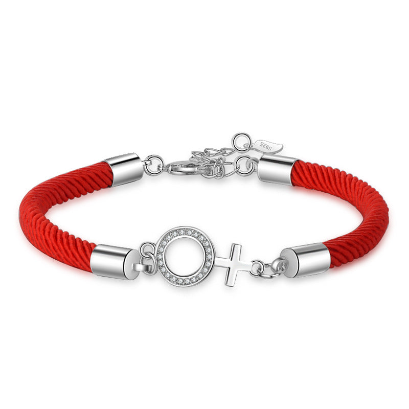 Kreative handgefertigte Symbol-Armbänder mit schwarzem Seil und roten Handschlaufen