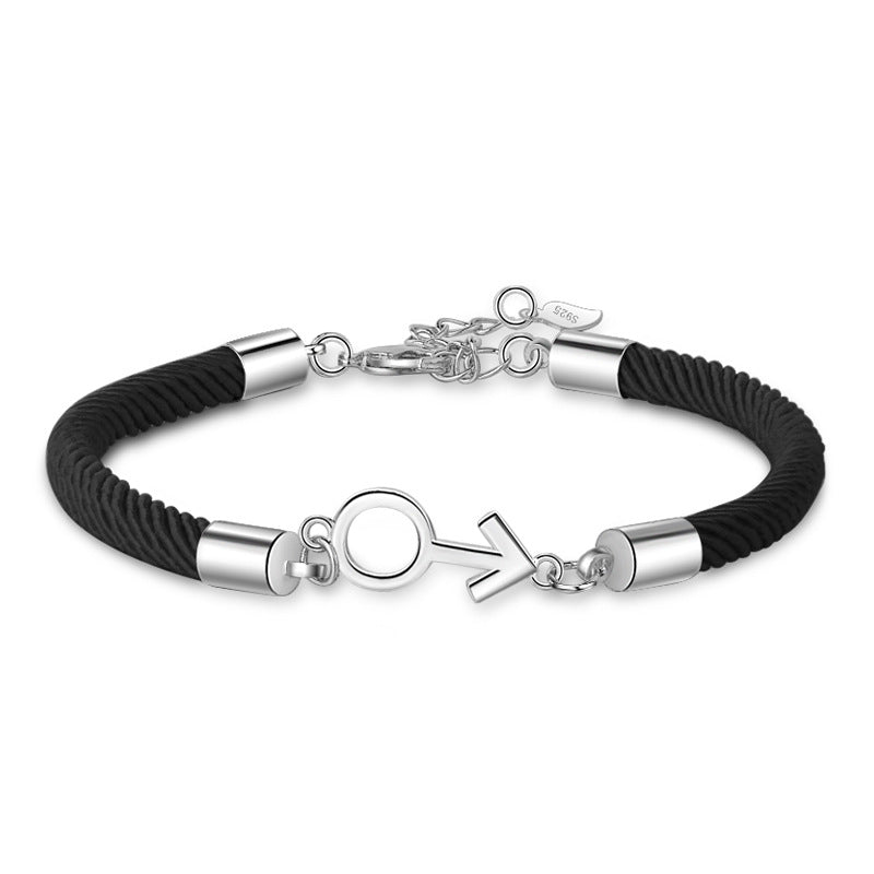 Kreative handgefertigte Symbol-Armbänder mit schwarzem Seil und roten Handschlaufen