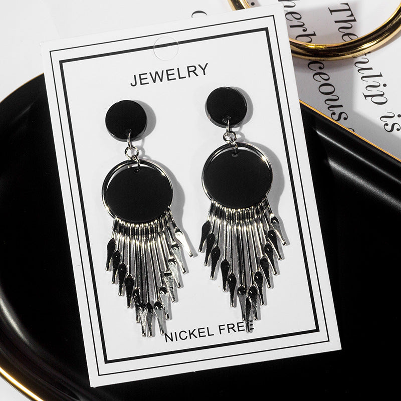 Exaggerated Punk Long Tassel Fashionable Thin Earrings