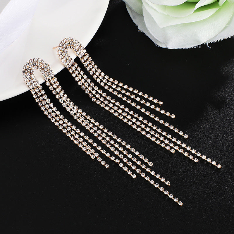Fashion Rhinestone Long Fringe Simple Elegant Rings