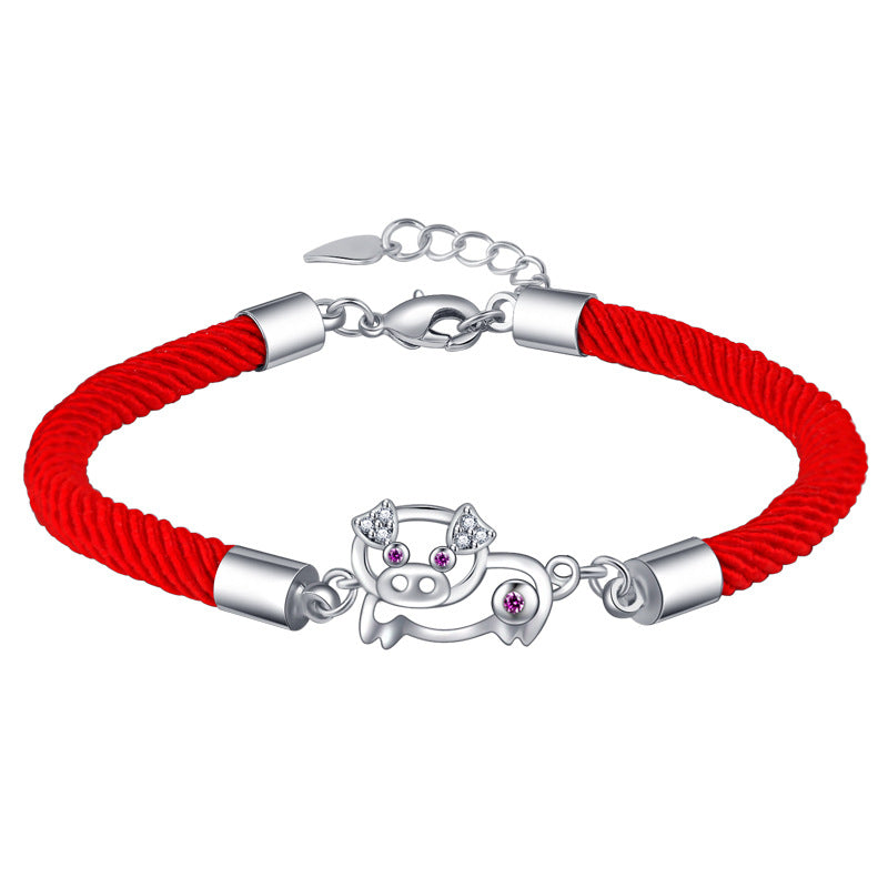 Life Zodiac Schwein Rotes Seil Kreative Mode Handarmbänder