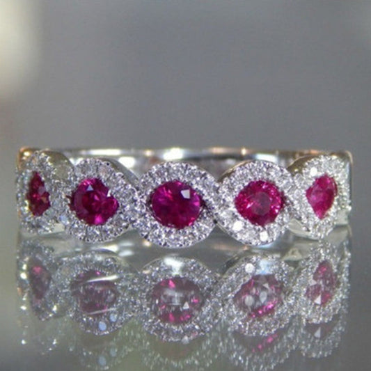 Ruby Engagement Grandmother Green Zircon Hand Rings