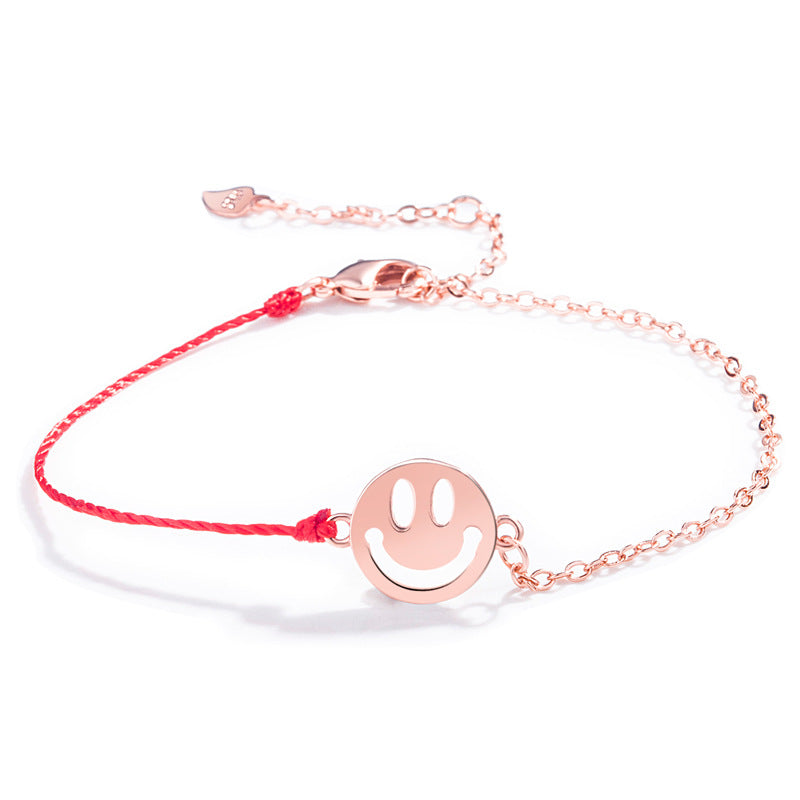 Women's Korean Glossy Smiley Red Rope Creative Bracelets