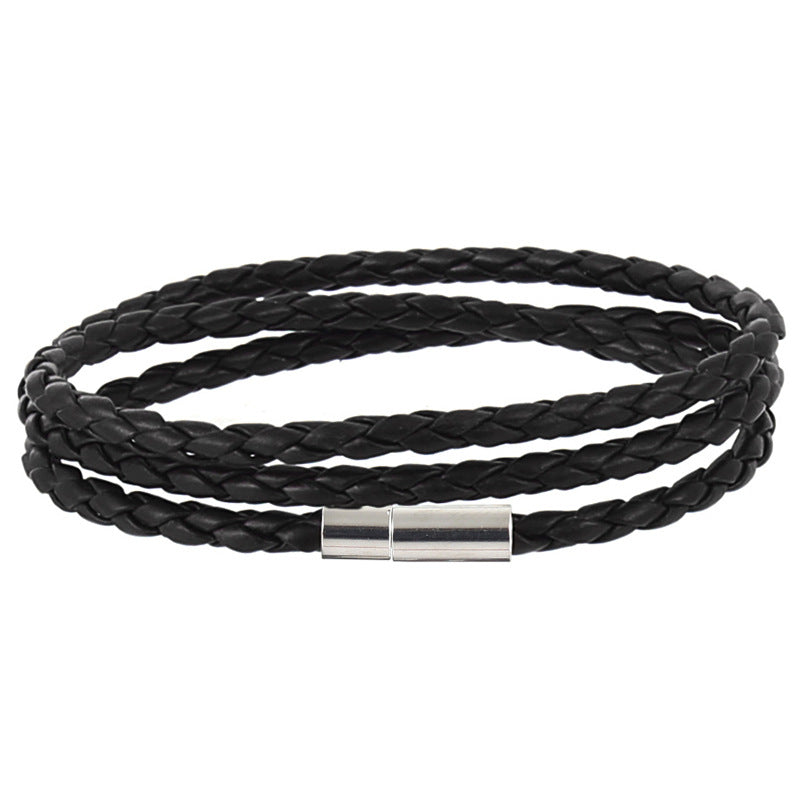 Men's Korean Woven Twisted Leather Rope Bracelets