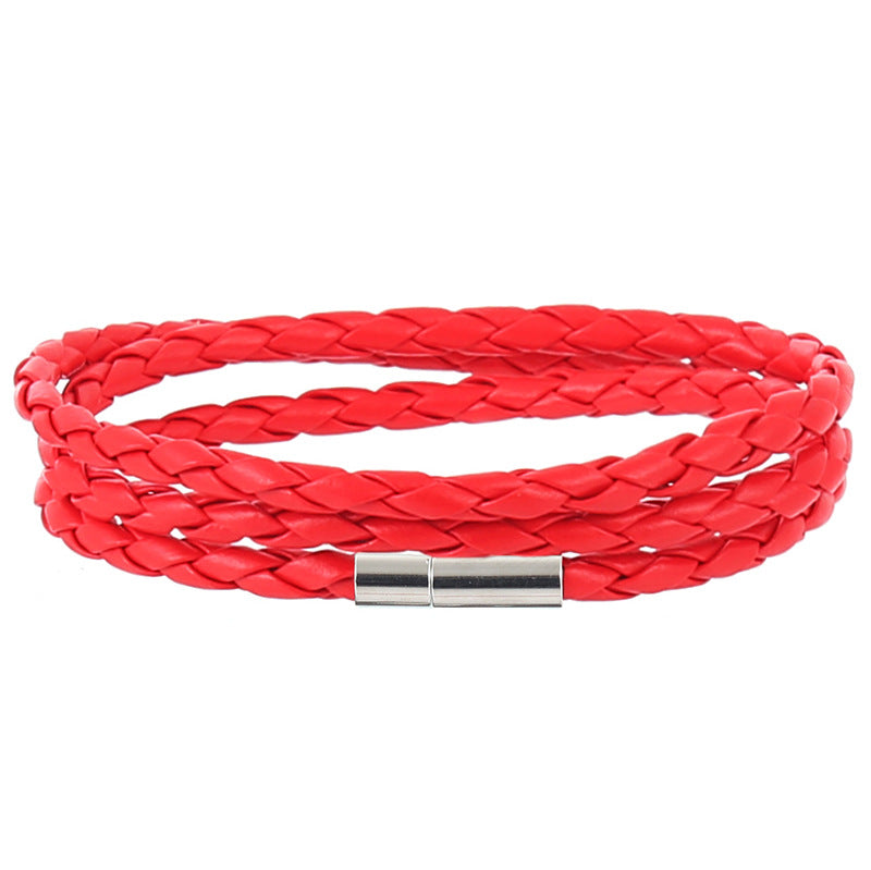 Men's Korean Woven Twisted Leather Rope Bracelets