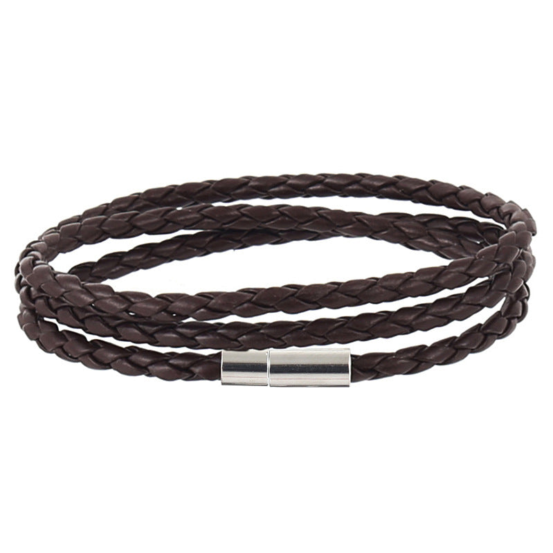 Men's Korean Woven Twisted Leather Rope Bracelets