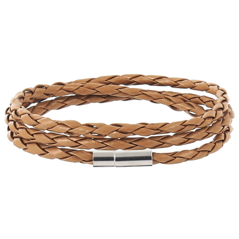 Men's Korean Woven Twisted Leather Rope Bracelets