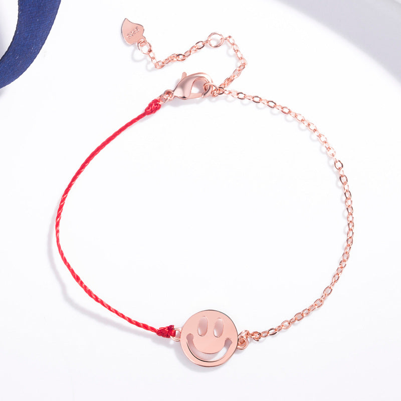 Women's Korean Glossy Smiley Red Rope Creative Bracelets