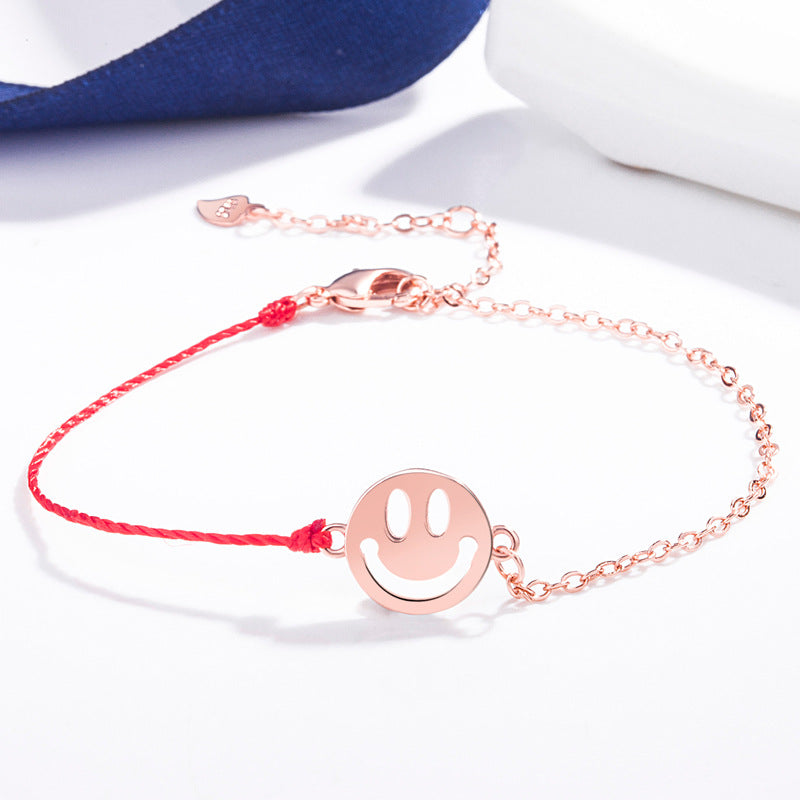 Women's Korean Glossy Smiley Red Rope Creative Bracelets