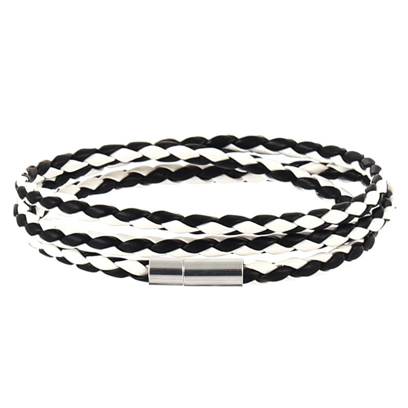 Men's Korean Woven Twisted Leather Rope Bracelets