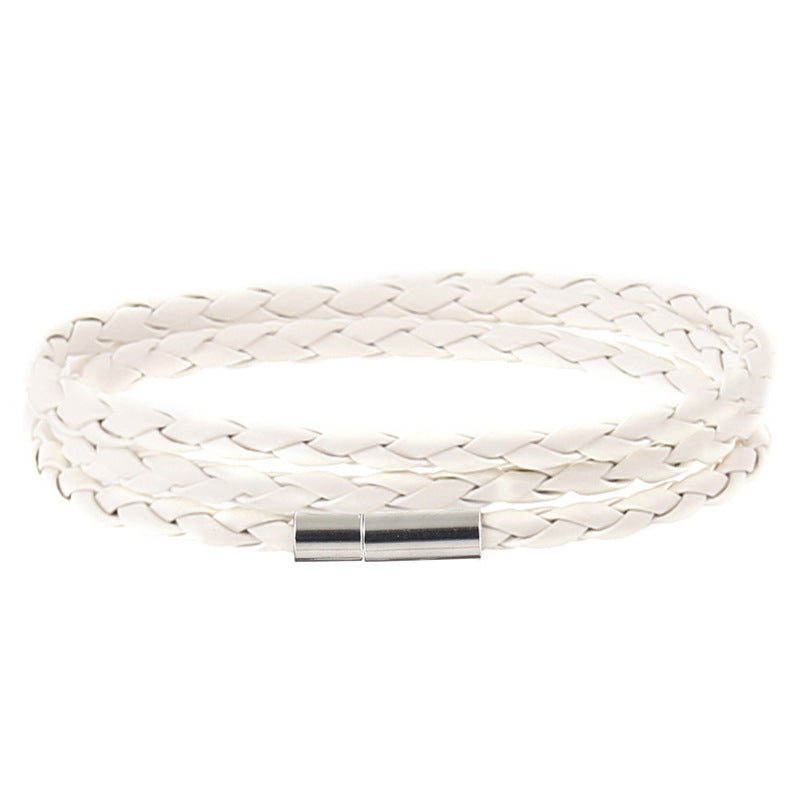 Men's Korean Woven Twisted Leather Rope Bracelets