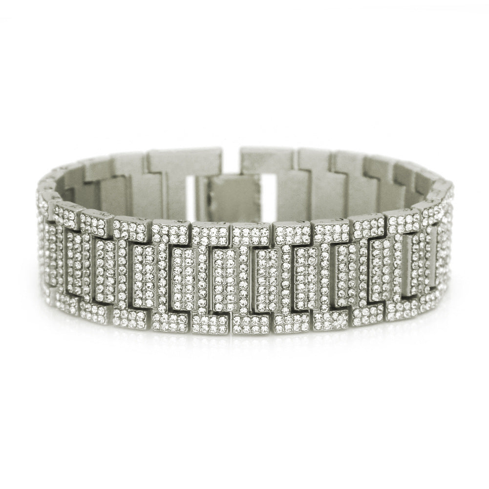 Rap Domineering Exaggerated Diamond Brace Lace-Armbänder für Herren