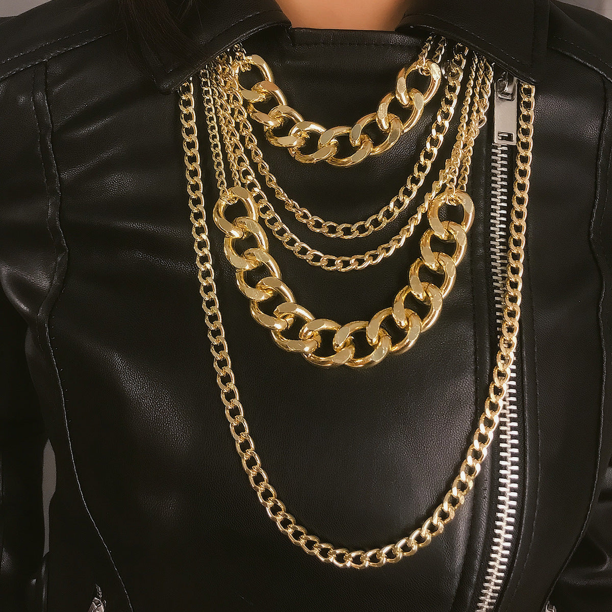 Women's Punk Hip Hop Mix And Match Exaggerated Necklaces