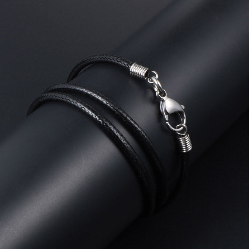 Men's Simple Black Woven Linen Wax Rope Necklaces