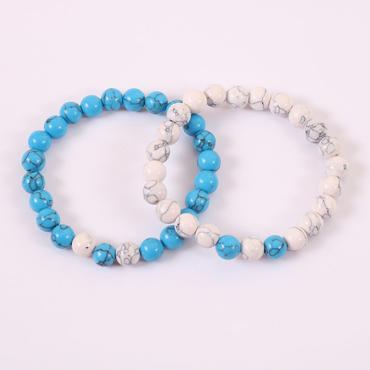 Pine White Turquoise Couple Prayer Beads Bracelets