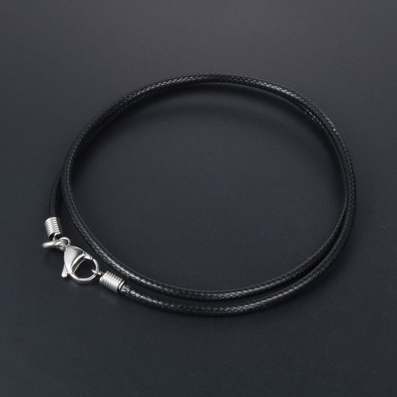Men's Simple Black Woven Linen Wax Rope Necklaces