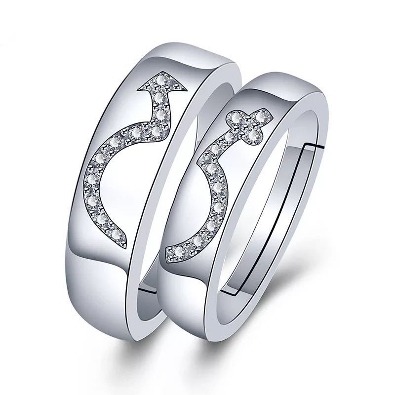 Sier Accessories Open Couple Female Korean Style Zircon Rings