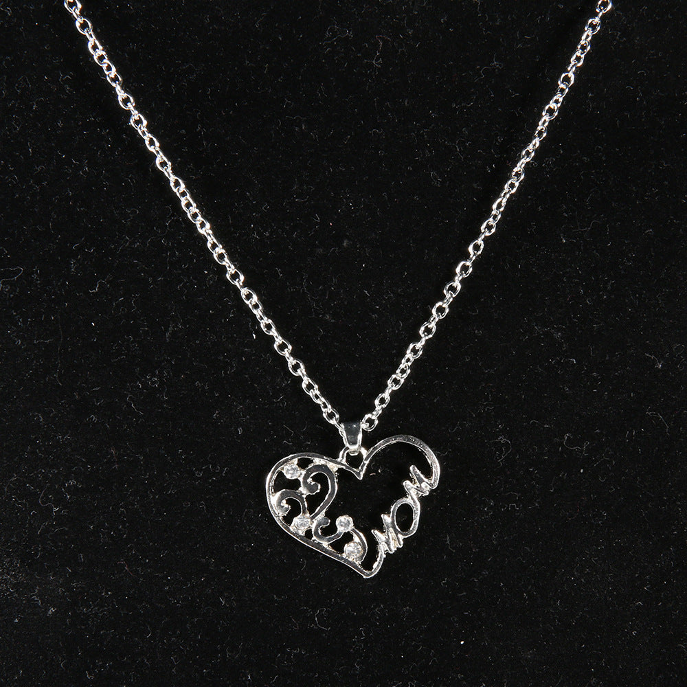 Women's Trendy Street Shot Heart Shape With Diamond Letter Necklaces