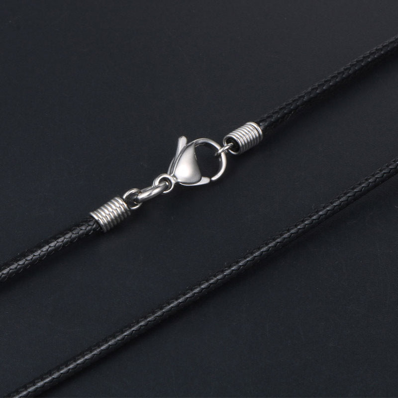 Men's Simple Black Woven Linen Wax Rope Necklaces
