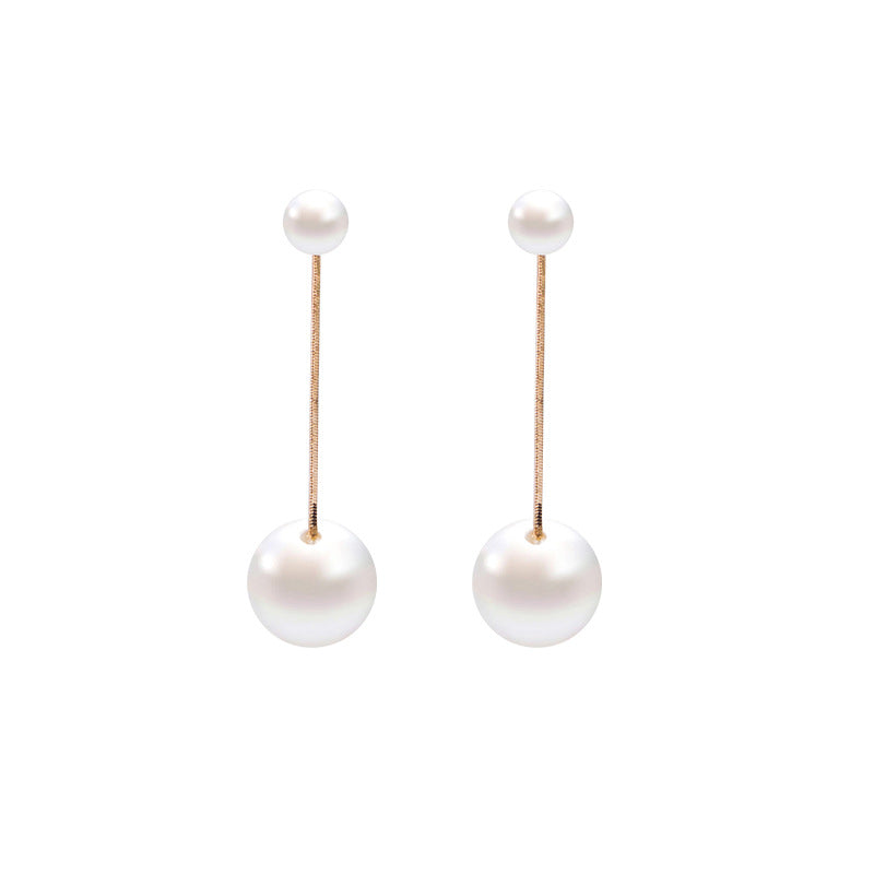 Women's Simple Long Large And Small Pearls Earrings