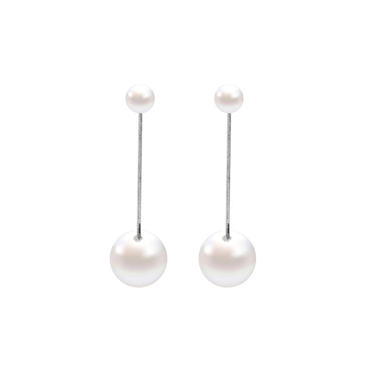 Women's Simple Long Large And Small Pearls Earrings